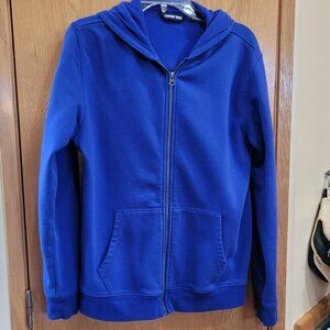 Lands' End Blue 80% Cotton Full Zip Hoodie Size Medium EUC